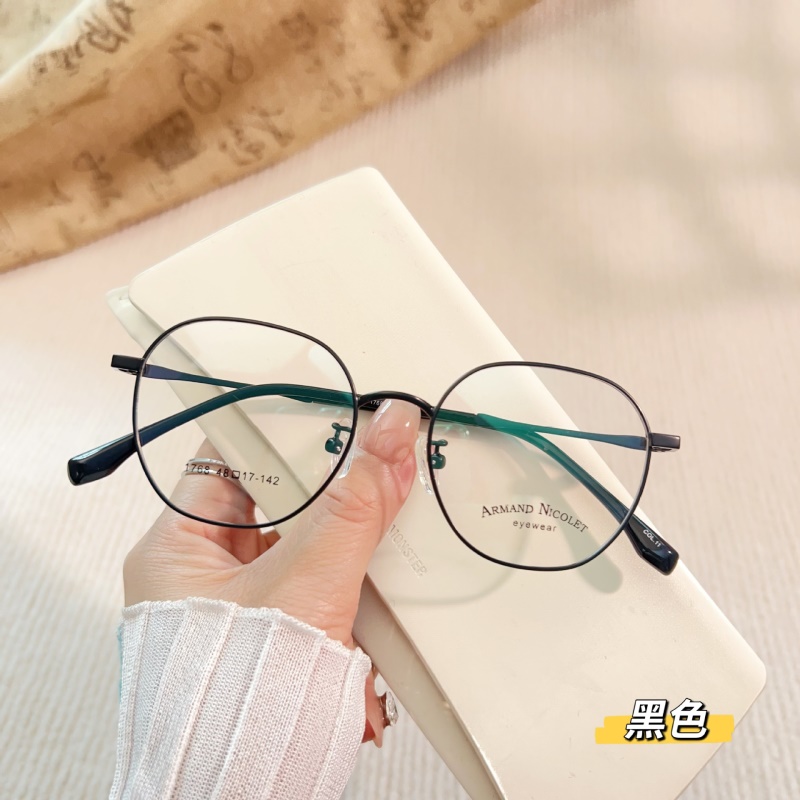 新款 近视眼镜1768全框眼镜架带锁块男女士多边形复古金属眼镜框