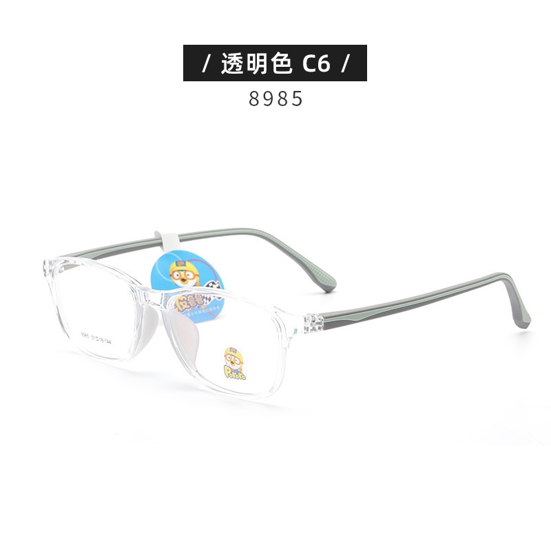 新款近视女硅胶鼻托防脱落TR90波鲁鲁男韩版透明色系儿童眼镜框架