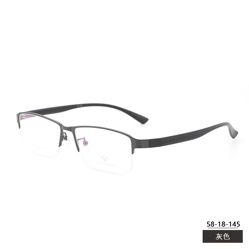 新款金属眼镜框加宽腿丹阳厂家批发半框近视镜架男款钢皮大脸镜框