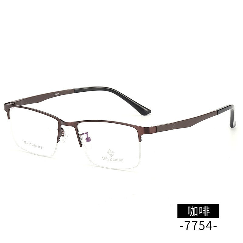 新款眉毛金属眼镜框丹阳商务男款钢板近视镜架超弹塑钢腿7754