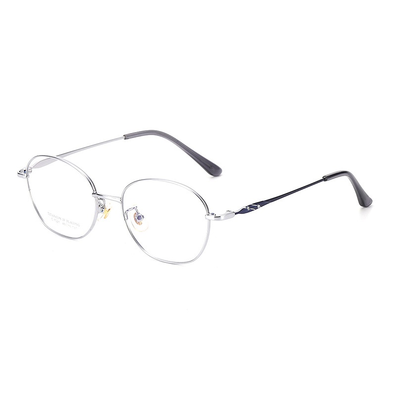 新款超轻眼镜全框镶钻光学眼镜架7021丹阳多边形全钛眼镜框女高级