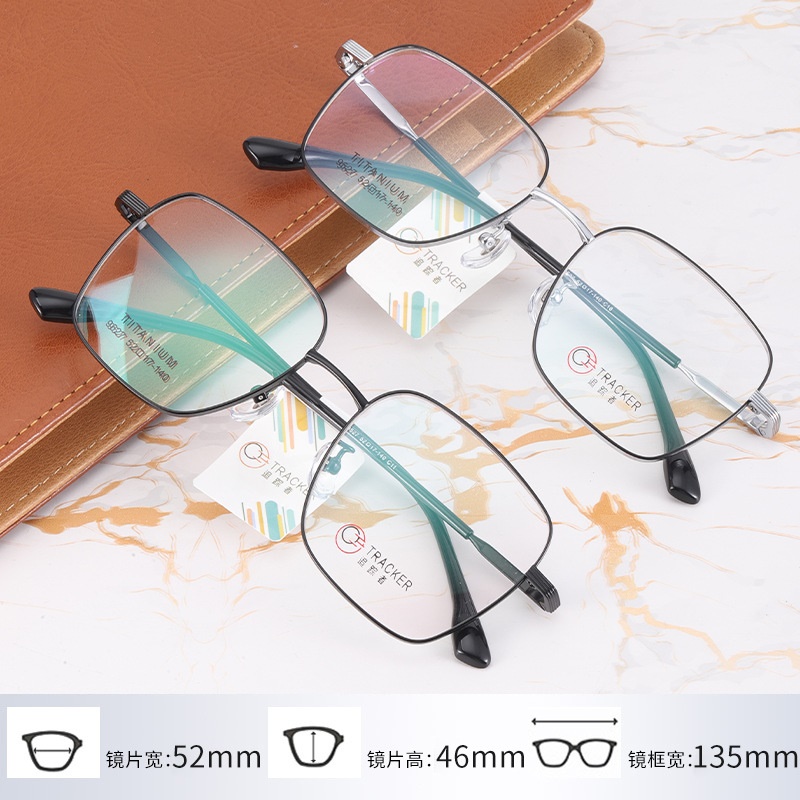 男女士复古眼镜批发 钛架多边形平光镜框9527线条圈丝全框眼镜B钛