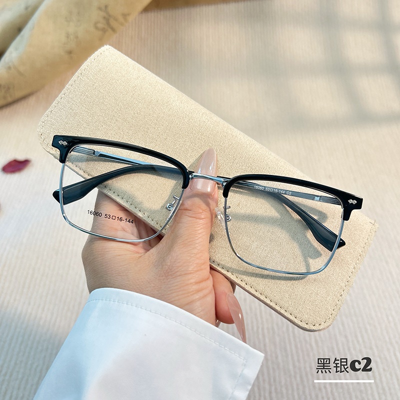 新款无磁钛眼镜架时尚透明眉线框16060小红书潮复古眉毛架眼镜框