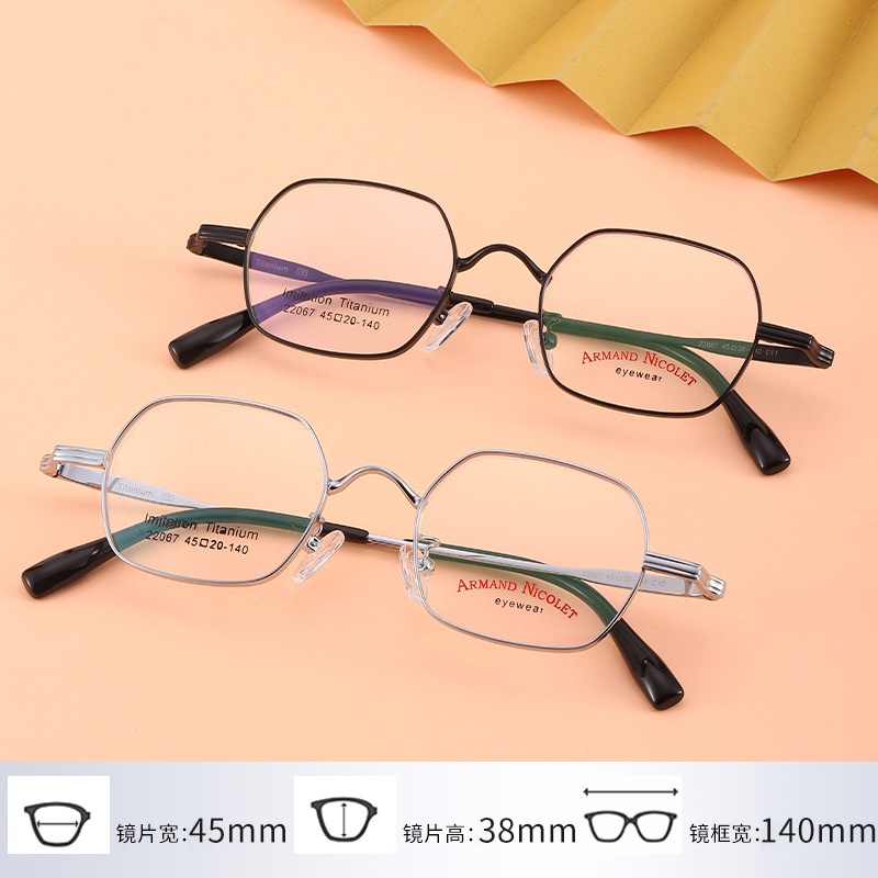 日系复古平光眼镜22067万年龟框型男女多边形眼镜 配高度