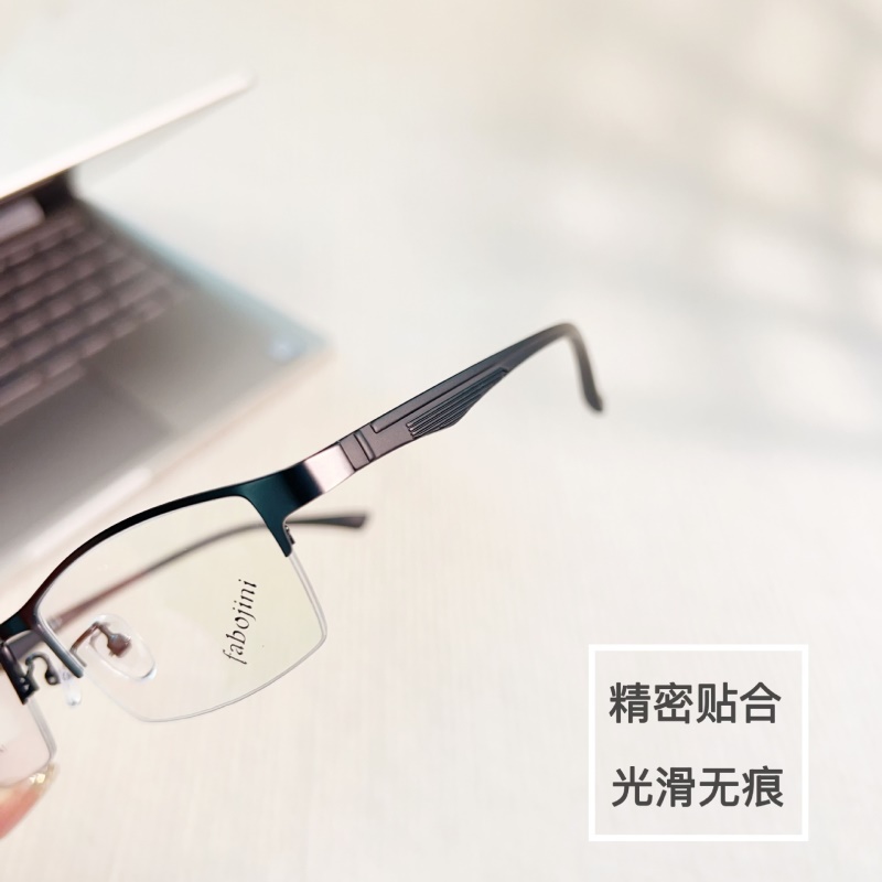 钢板眼镜架平台批发6305男士金属休闲半框架丹阳光学眼镜架厂家