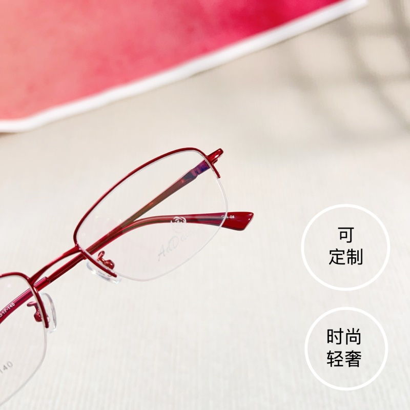 新款时尚双色近视7827厂家批发商务金属女士丹阳镜架半框眼镜框