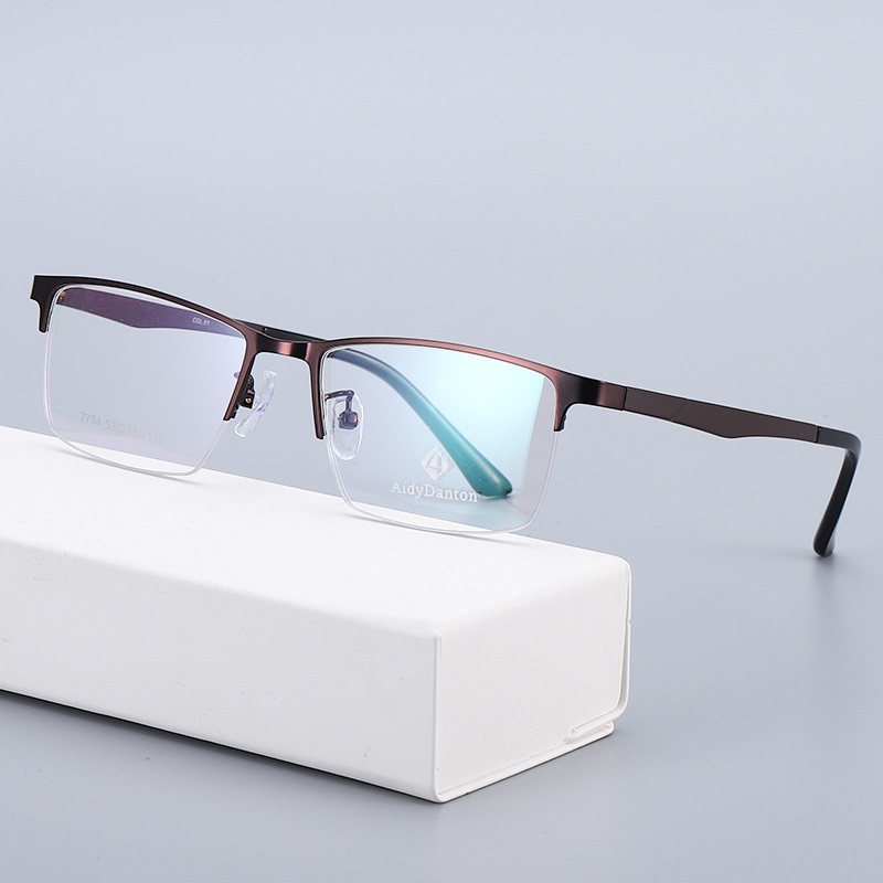 新款眉毛金属眼镜框丹阳商务男款钢板近视镜架超弹塑钢腿7754