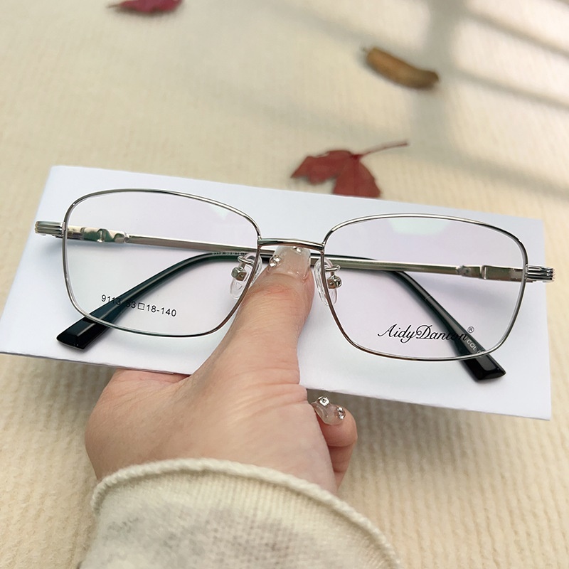 IP金属眼镜框宽边记忆架钛合金 9113镜腿可弯曲男士近视老花镜架