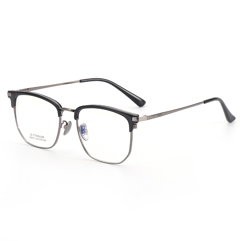 新款钛合金复古平光镜 时尚多边形眉线架68816无磁钛眉毛眼镜框