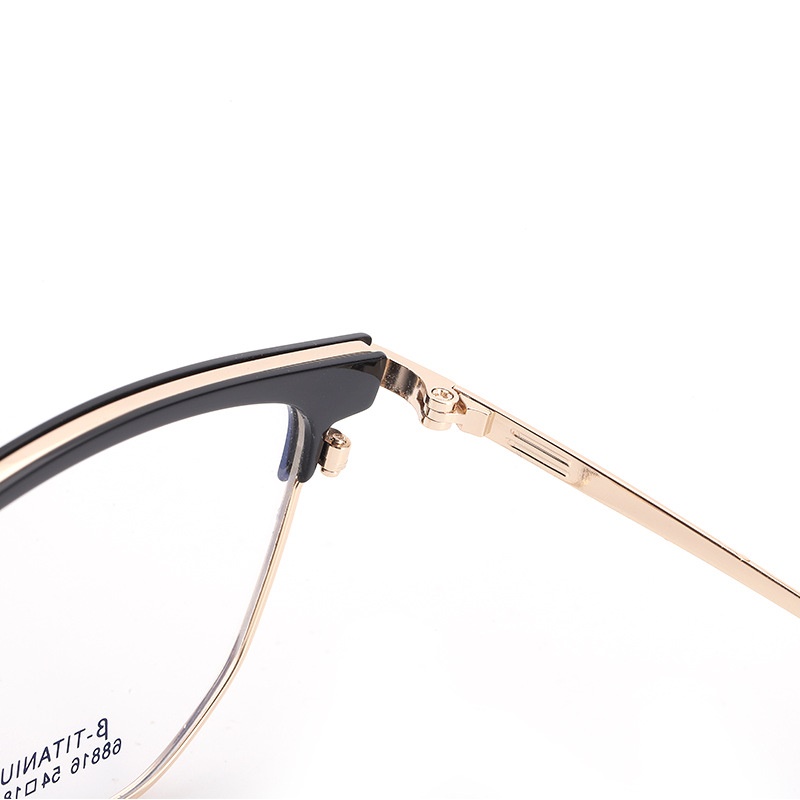 新款钛合金复古平光镜 时尚多边形眉线架68816无磁钛眉毛眼镜框