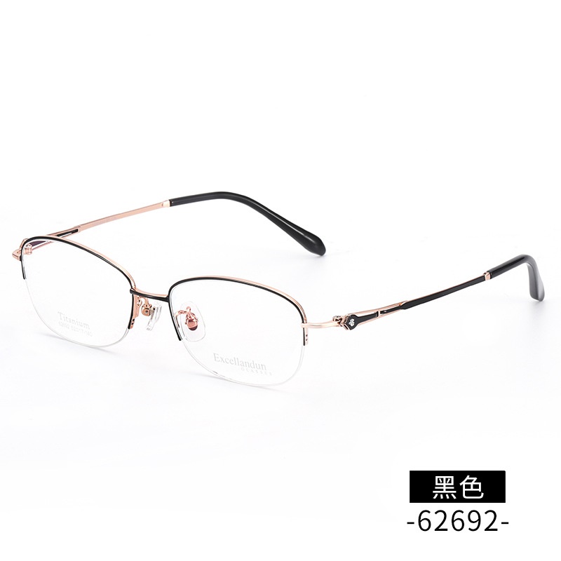 超轻纯钛眼镜框女士近视 时尚商务气质镜框62692正品半框B钛镜架