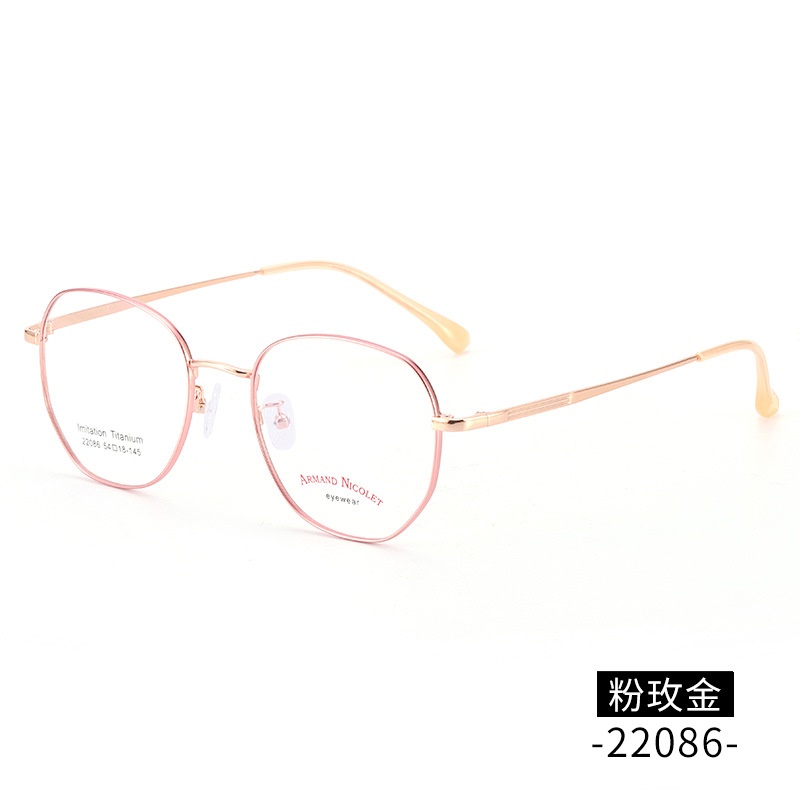 IP电镀多边形配镜宽边显薄镜架 男女款复古全框眼镜工厂批发22086