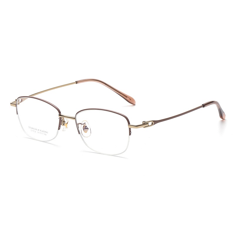 新款超轻眼镜框女士素颜半框小红书丹阳眼镜IP电镀近视钛架镜框