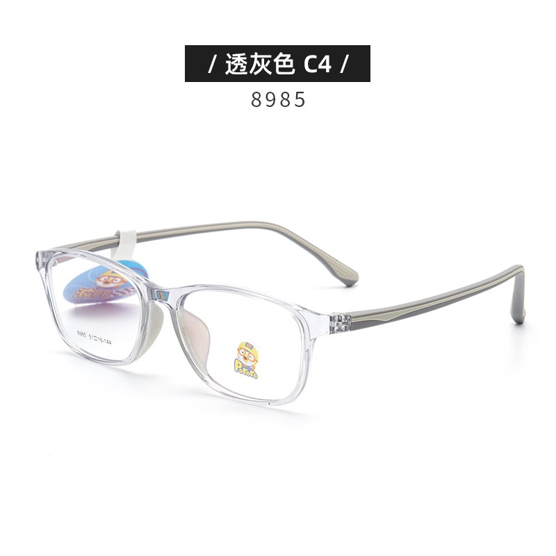 新款近视女硅胶鼻托防脱落TR90波鲁鲁男韩版透明色系儿童眼镜框架