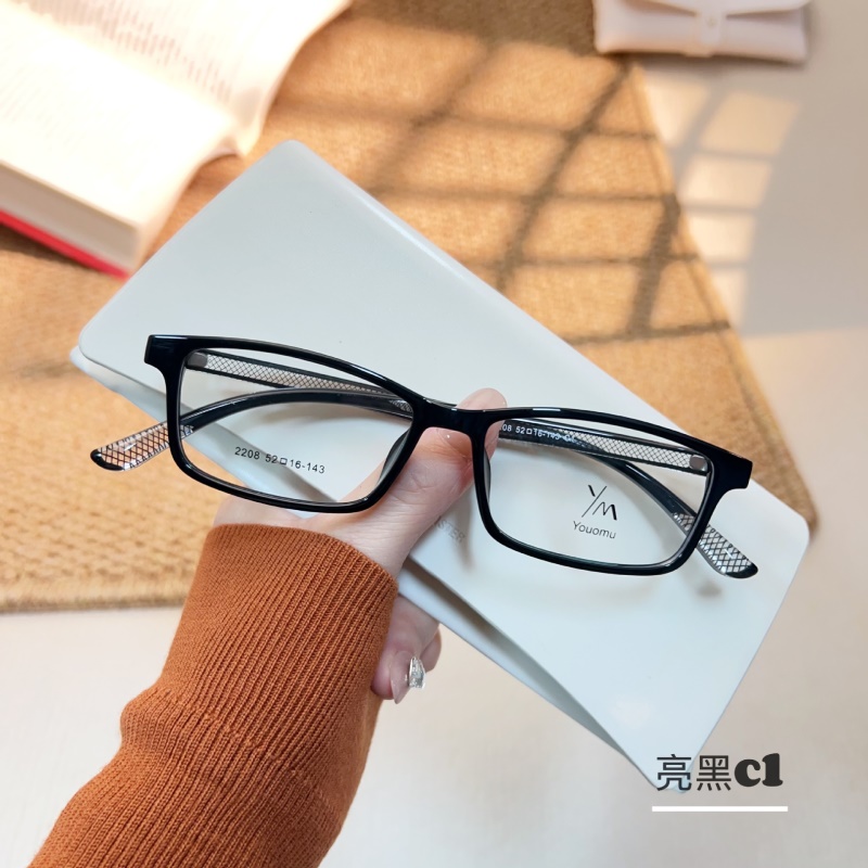 时尚新款透明水晶tr腿眼镜批发2208近视眼镜框方形窄框TR90眼镜架