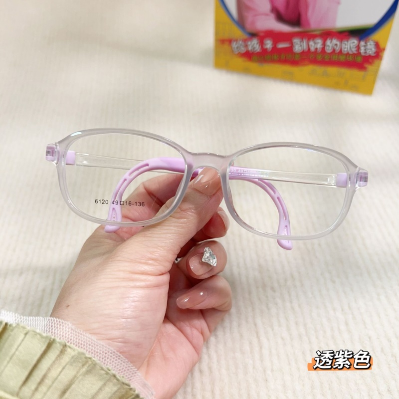 硅胶儿童眼镜框某白同款透明色系男女款软鼻托舒适无痕眼镜6120