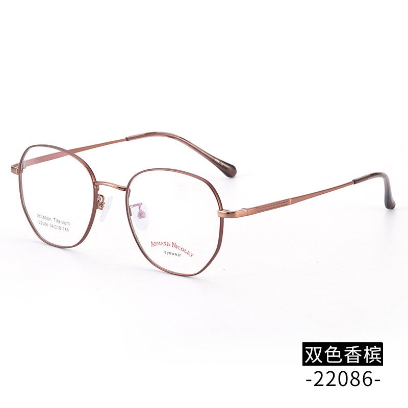 IP电镀多边形配镜宽边显薄镜架 男女款复古全框眼镜工厂批发22086