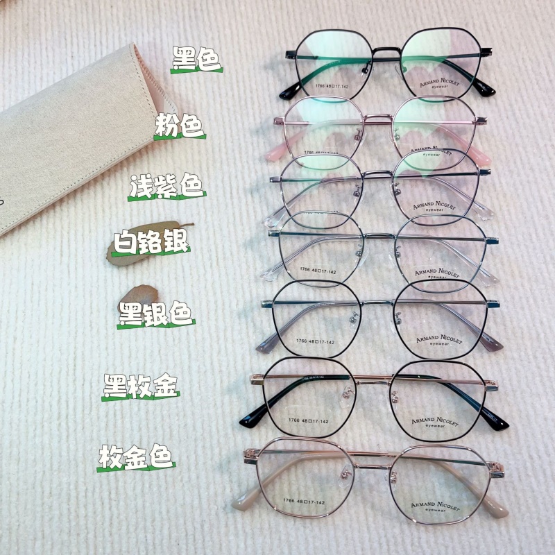 新款近视眼镜男1766金属全框素颜眼镜架女学生多边形复古眼镜框