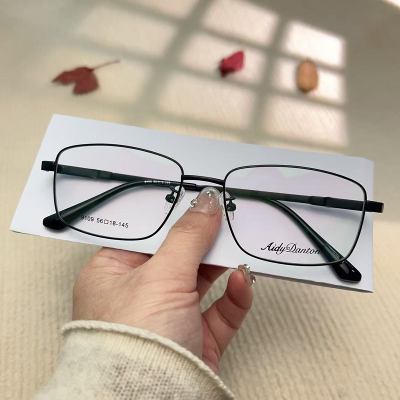 时尚大号商务 眼镜框批发9109男士360度腿弯曲眼镜  金属宽边记忆