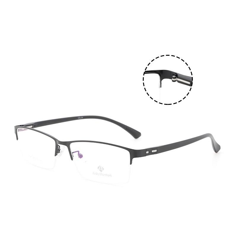新款金属眼镜框批发丹阳半框 大号男款钢板近视镜架塑钢腿7747