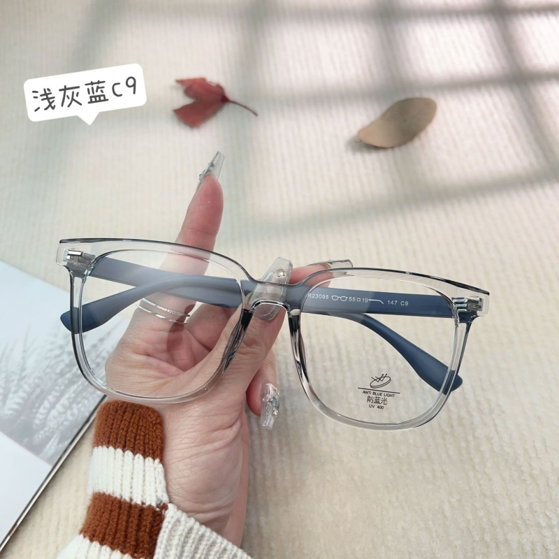 TR透明网红同款23098防蓝光眼镜框 铆钉显瘦小红书种草tr90平光镜