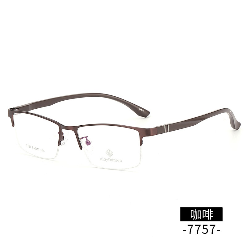 新款钢板眉毛金属眼镜框丹阳商务男款近视镜架超弹塑钢腿7757