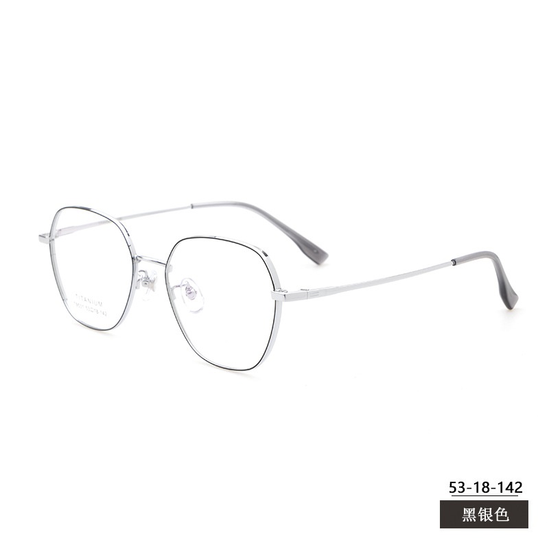 小红书种草复古眼镜女宽边配高度数丹阳近视眼镜男多边形纯钛镜框