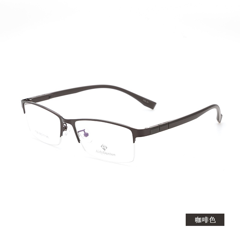 新款钢皮眼镜架厂家批发7742男士丹阳金属半框塑钢长城腿眼镜框