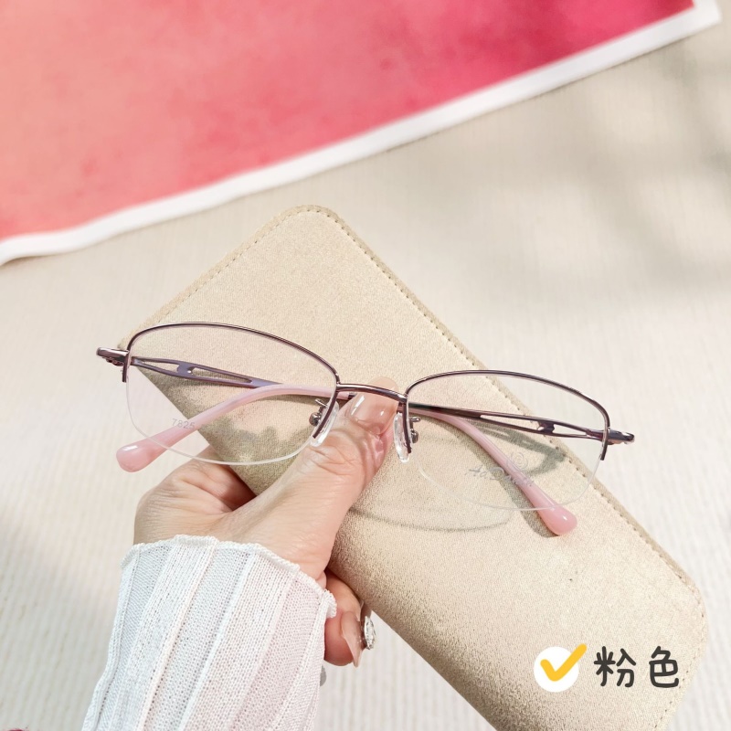 7825金属眼镜架时尚商务双色近视眼镜丹阳厂家批发椭圆半框眼镜女
