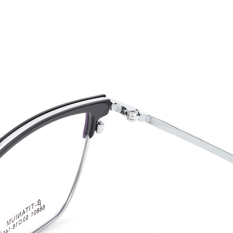 时尚无磁钛黑框眼镜架丹阳工厂眉线框小红书潮复古白色眉毛镜架