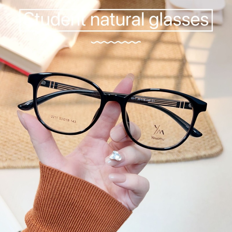 新款圆形近视眼镜tr90男女士学生款2211全框架眼镜金属铰链TR镜架