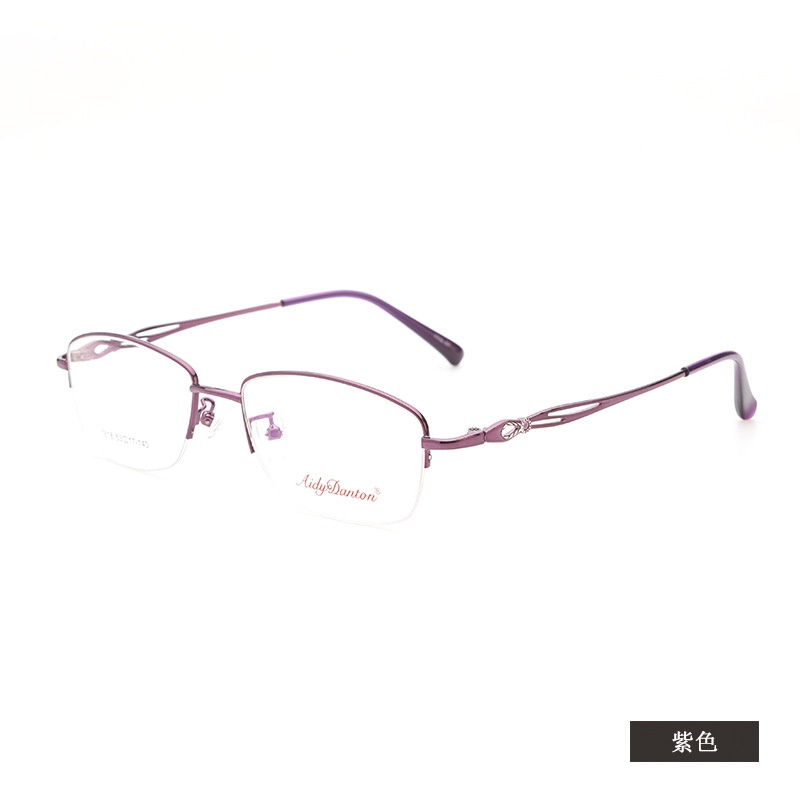 金属眼镜架半框近视镜7818配渐进片商务眼镜框丹阳女士酒红色眼镜