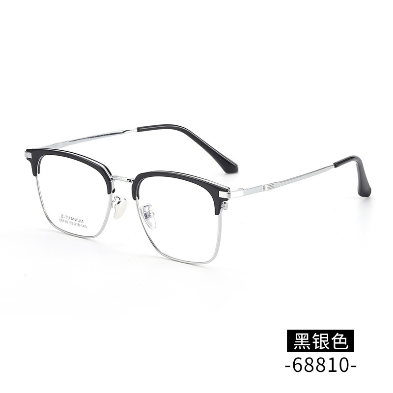 无磁钛合金镜架批发68810时尚眉线框复古平光镜男眉毛架眼镜框