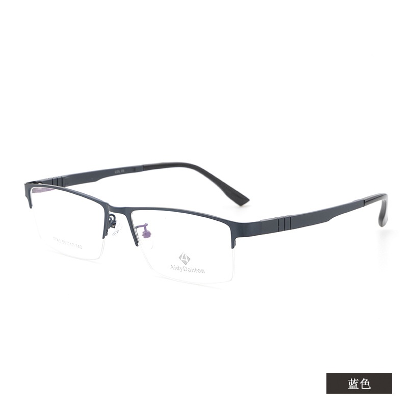 新款不夹脸金属眼镜框丹阳商务男款钢板近视镜架超弹塑钢腿7743