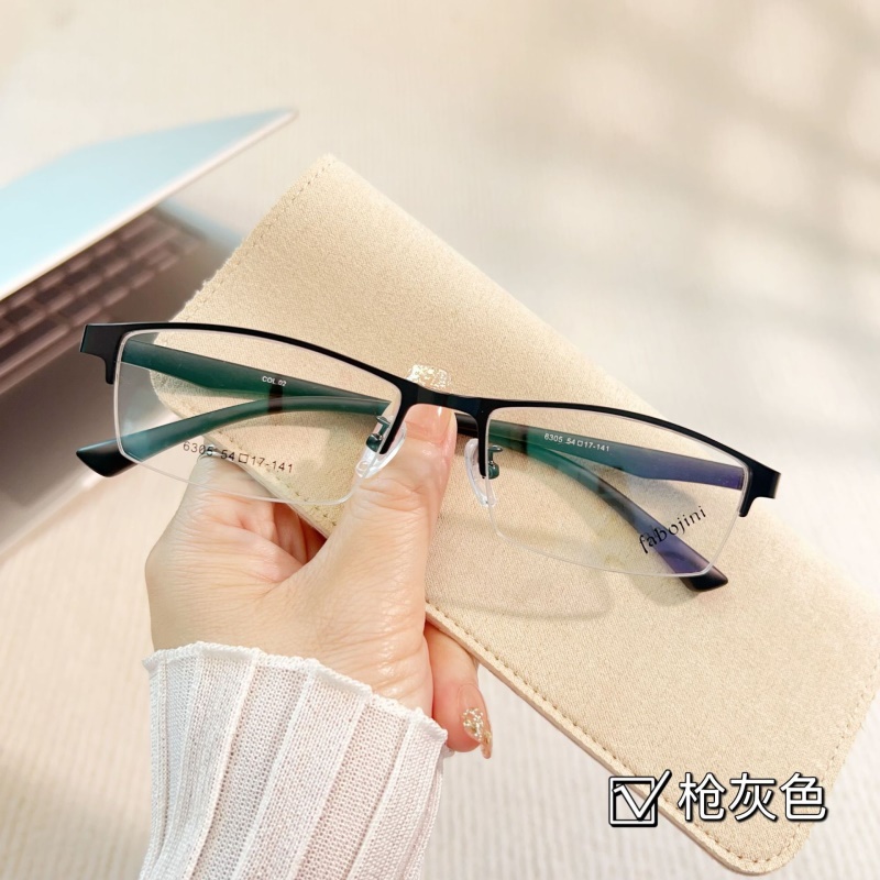 钢板眼镜架平台批发6305男士金属休闲半框架丹阳光学眼镜架厂家