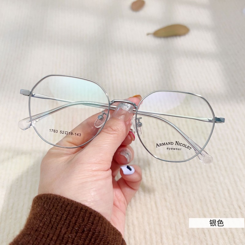 小红书金属复古眼镜多边形有锁块镜架批发1763平光镜丹阳配镜近视