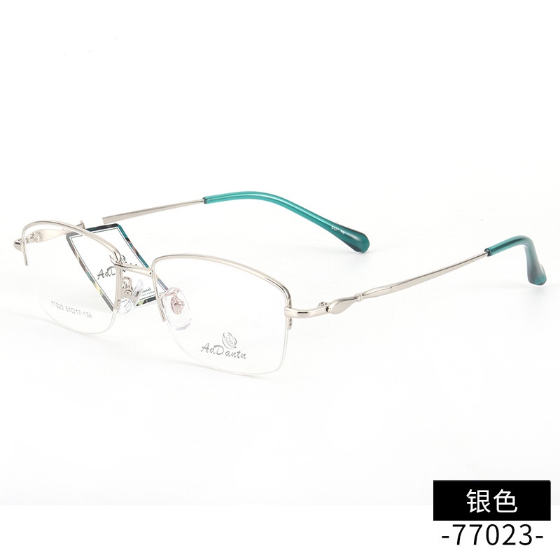 时尚 新款近视眼镜框77023厂家批发可做渐近片女士超轻半框眼镜架