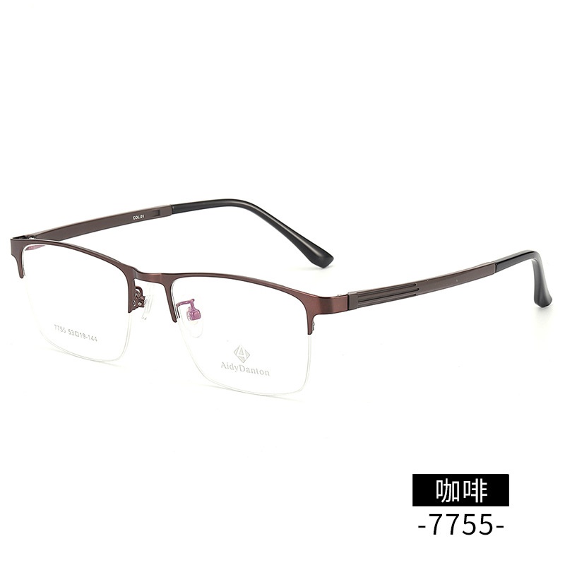 丹阳钢板眉毛眼镜架厂家批发7755男士中号金属半框架光学眼镜框