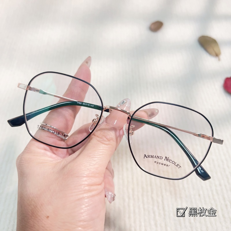 新品多边形眼镜架小红书种草文艺眼睛框 1762平光复古金属眼镜框