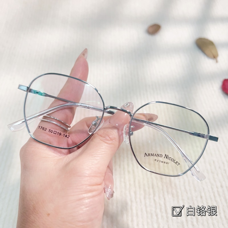 新品多边形眼镜架小红书种草文艺眼睛框 1762平光复古金属眼镜框