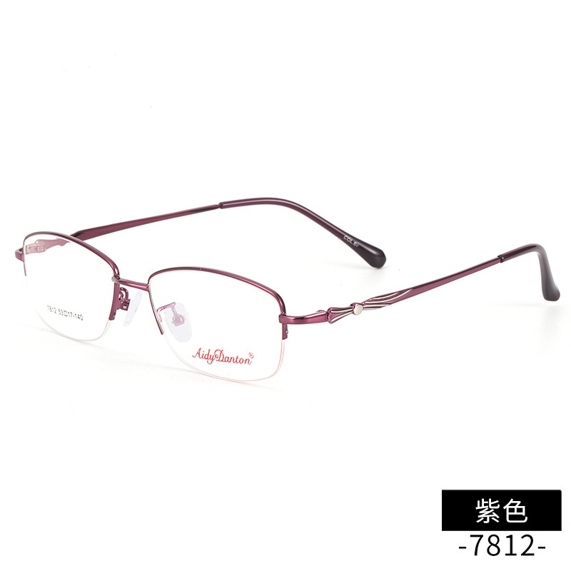时尚双色新款近视眼镜框7812丹阳厂家批发半框商务女士金属镜架