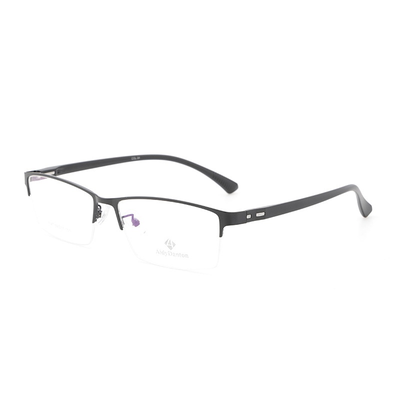 新款金属眼镜框批发丹阳半框 大号男款钢板近视镜架塑钢腿7747