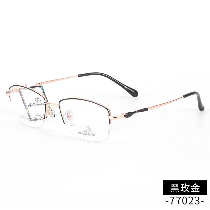 时尚 新款近视眼镜框77023厂家批发可做渐近片女士超轻半框眼镜架