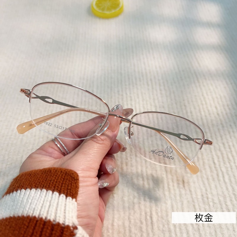 时尚双色新款眼镜近视7822丹阳厂家批发半框女士眼镜商务金属镜架