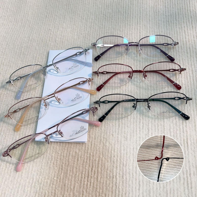 时尚双色新款眼镜近视7822丹阳厂家批发半框女士眼镜商务金属镜架