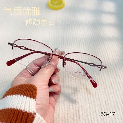 时尚双色新款眼镜近视7822丹阳厂家批发半框女士眼镜商务金属镜架