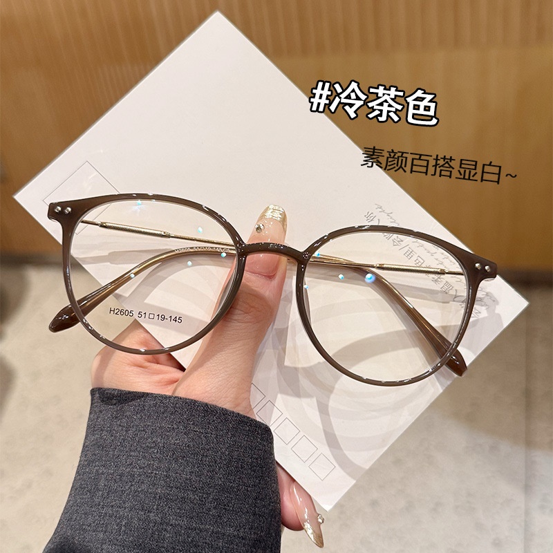 新款冷茶色近视眼镜框网红女款超轻TR90平光镜