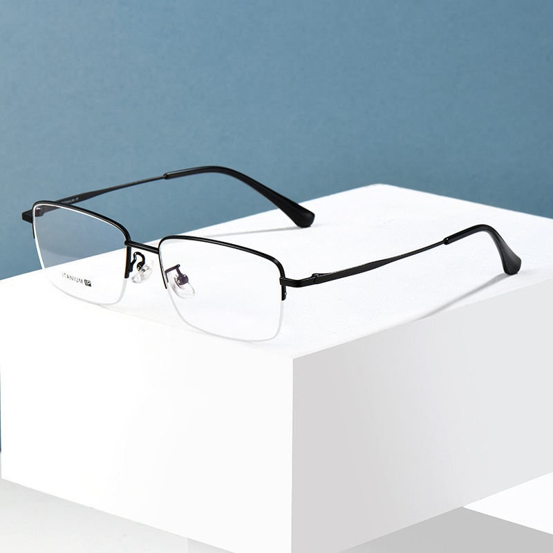近视眼镜半框眼镜框批发超轻金属半钛简约时尚商务眼镜男士镜框