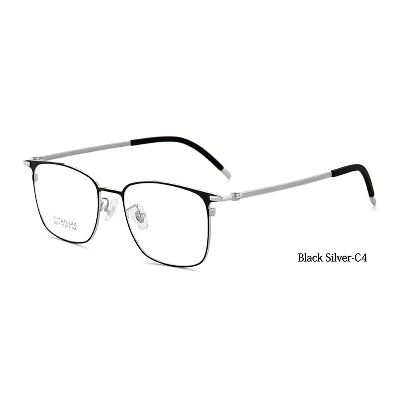 新超轻商务金色方形半框批发纯钛眼镜框男款大脸可配近视眼镜