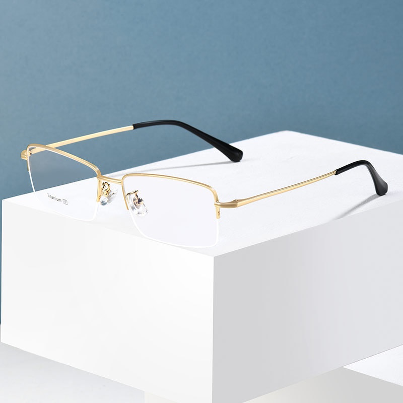 半框眼镜批发超轻眼镜框大脸显小气质商务复古近视眼镜男